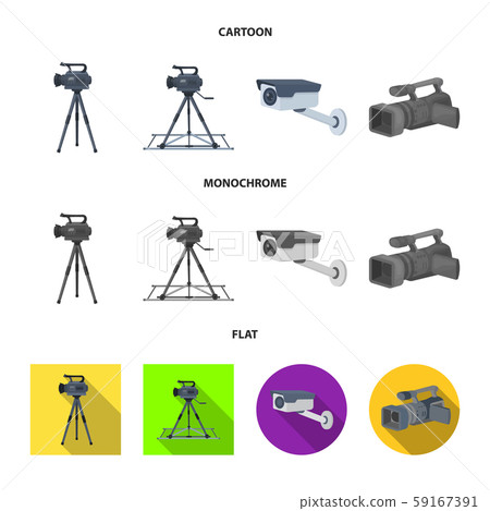 Vector design of camcorder and camera icon. Set of camcorder and dashboard stock symbol for web. 59167391