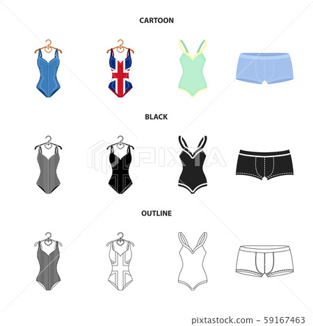 Isolated object of bikini and fashion logo. Set of bikini and swimsuit vector icon for stock. Isolated object of bikini and fashion logo. Set of bikini and swimsuit vector icon for stock. 59167463