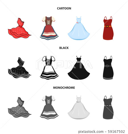Vector illustration of dress and clothes symbol. Set of dress and evening stock vector illustration. Vector illustration of dress and clothes symbol. Set of dress and evening stock vector illustration. 59167502