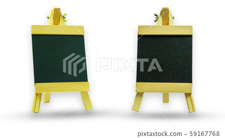 Blank chalkboard in wooden frame and easel. Isolate and clipping path on white background. Blank chalkboard in wooden frame and easel. Isolate and clipping path on white background. 59167768