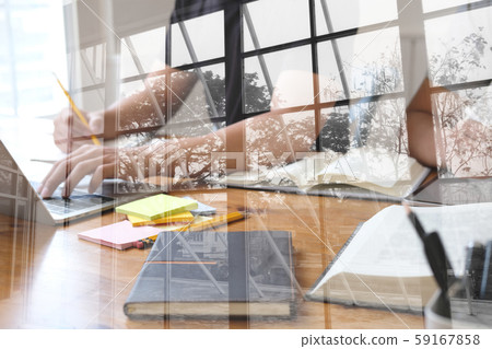 man studying with graphic tablet. college student learning taking note man studying with graphic tablet. college student learning taking note 59167858