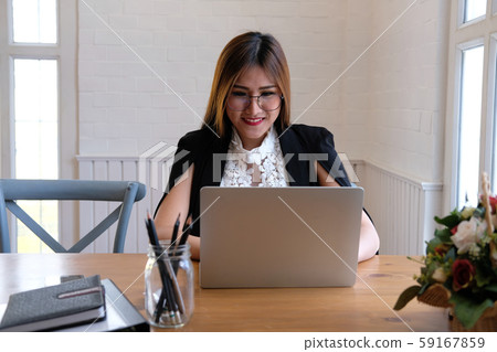 businesswoman using computer. woman working with laptop businesswoman using computer. woman working with laptop 59167859
