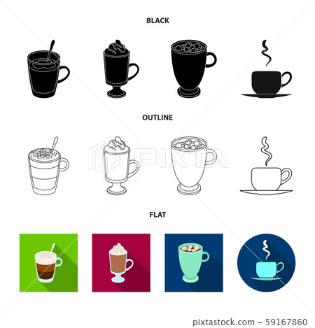Vector design of cup and coffe symbol. Set of cup and top stock vector illustration. Vector design of cup and coffe symbol. Set of cup and top stock vector illustration. 59167860