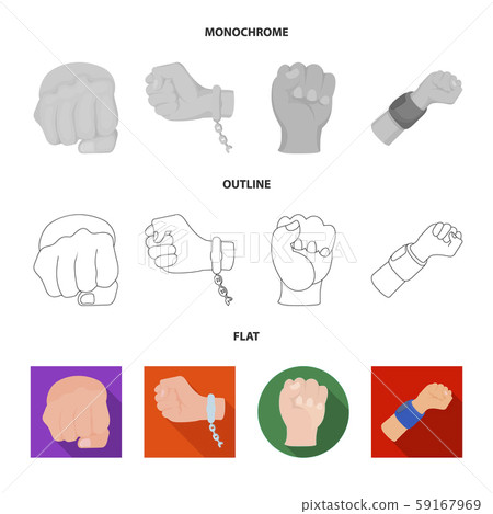 Vector design of fist and punch logo. Set of fist and hand stock symbol for web. Vector design of fist and punch logo. Set of fist and hand stock symbol for web. 59167969