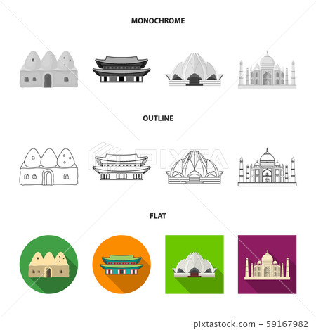 Vector illustration of town and chinatown icon. Set of town and asian vector icon for stock. 59167982