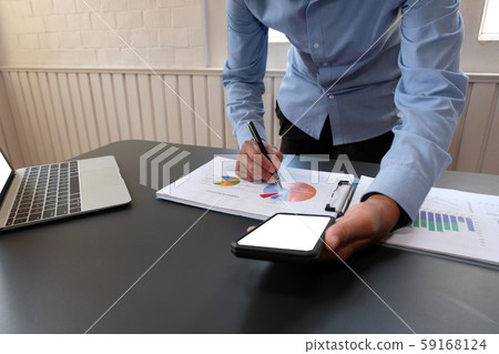 businessman using smart phone. startup man working at workplace 59168124