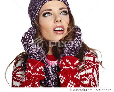 Close up face Portrait of beautiful young woman. Close up face Portrait of beautiful young woman. 59168646