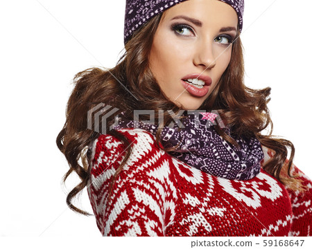 Close up face Portrait of beautiful young woman. Close up face Portrait of beautiful young woman. 59168647