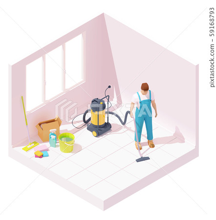 Vector isometric house cleaning after renovation 59168793
