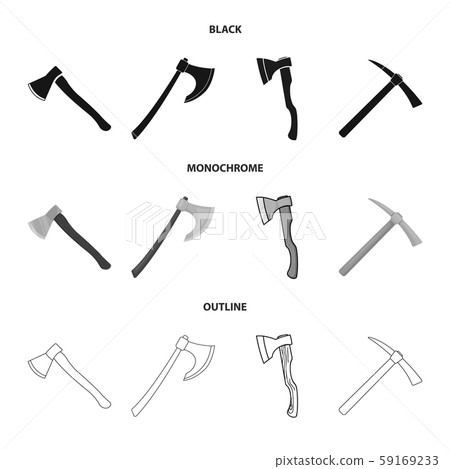 Vector illustration of ax and hammer icon. Set of ax and chopping stock vector illustration. Vector illustration of ax and hammer icon. Set of ax and chopping stock vector illustration. 59169233