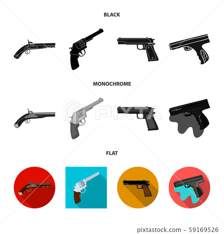 Vector illustration of revolver and pistol symbol. Set of revolver and trigger vector icon for stock Vector illustration of revolver and pistol symbol. Set of revolver and trigger vector icon for stock 59169526