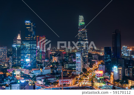 Night view of Ho Chi Minh City, Vietnam 59170112