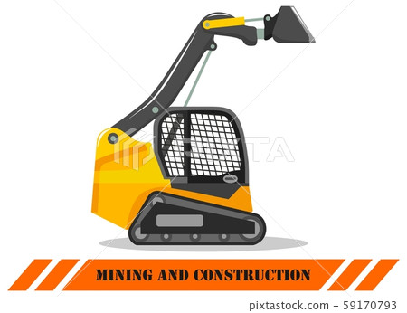 Skid steer loader. Detailed illustration of heavy construction machine and equipment. Vector Skid steer loader. Detailed illustration of heavy construction machine and equipment. Vector 59170793