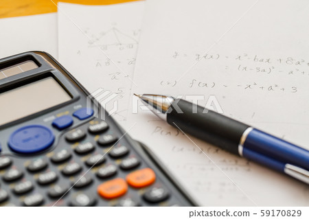 Math problems and pen and calculator Math problems and pen and calculator 59170829