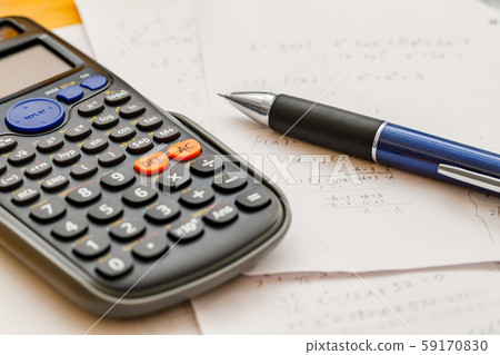 Math problems and pen and calculator Math problems and pen and calculator 59170830