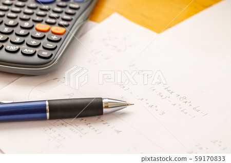 Math problems and pen and calculator Math problems and pen and calculator 59170833