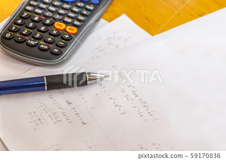 Math problems and pen and calculator Math problems and pen and calculator 59170836