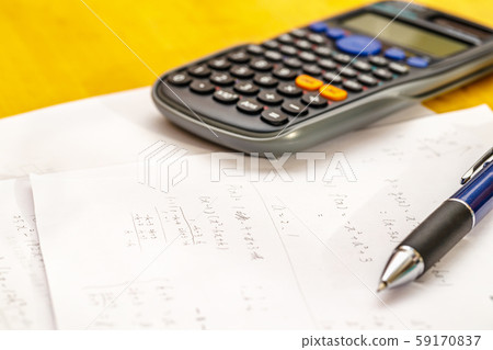 Math problems and pen and calculator Math problems and pen and calculator 59170837