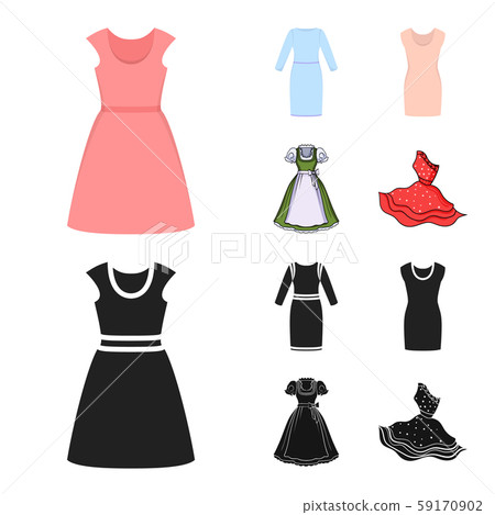 Isolated object of dress and clothes symbol. Set of dress and evening vector icon for stock. Isolated object of dress and clothes symbol. Set of dress and evening vector icon for stock. 59170902