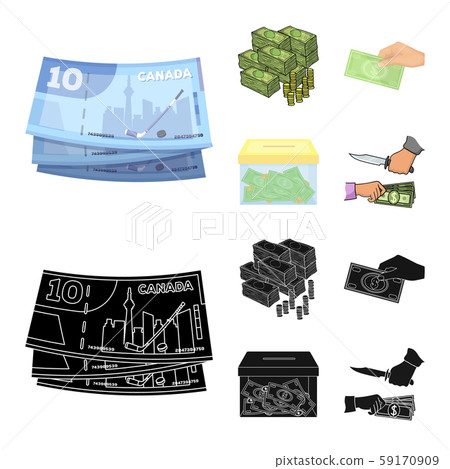 Vector design of cash and currency logo. Set of cash and stack vector icon for stock. 59170909