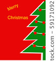 merry Christmas card red background green Christmas tree  59171092