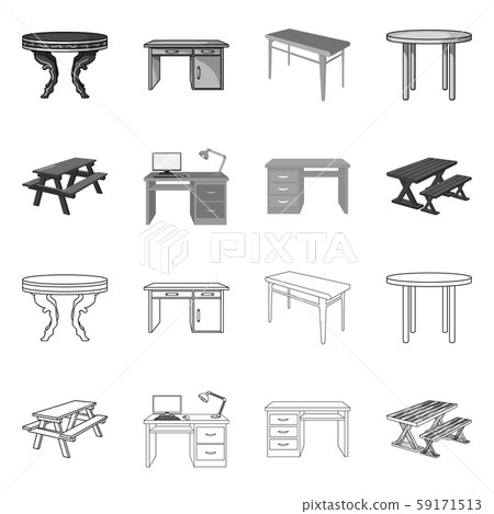 Vector design of table and wooden icon. Collection of table and desk stock vector illustration. Vector design of table and wooden icon. Collection of table and desk stock vector illustration. 59171513