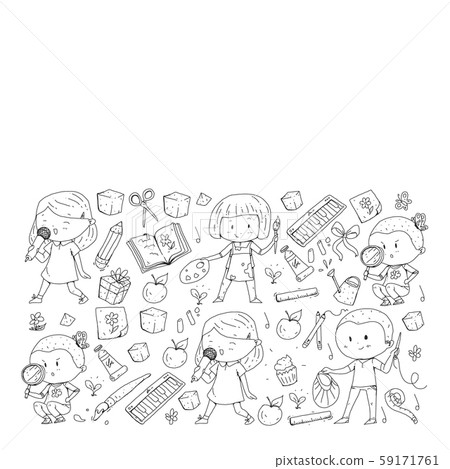 Back to school vector pattern. Education icons for children. Back to school vector pattern. Education icons for children. 59171761