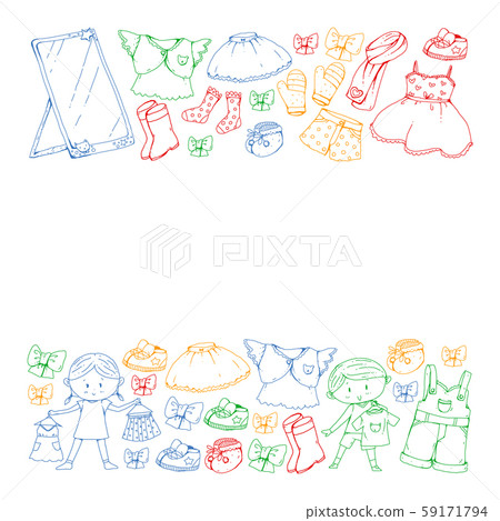 Children clothes. Background for babies, kids patterns. Children clothes. Background for babies, kids patterns. 59171794