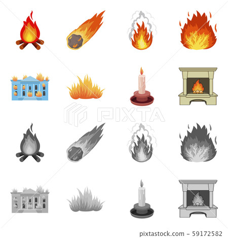 Vector design of fire and flame symbol. Collection of fire and fireball stock symbol for web. Vector design of fire and flame symbol. Collection of fire and fireball stock symbol for web. 59172582