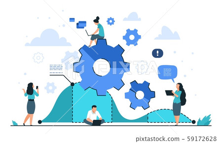 Cogwheel business concept. Teamwork and people organization, gear mechanism illustration. Vector Cogwheel business concept. Teamwork and people organization, gear mechanism illustration. Vector 59172628