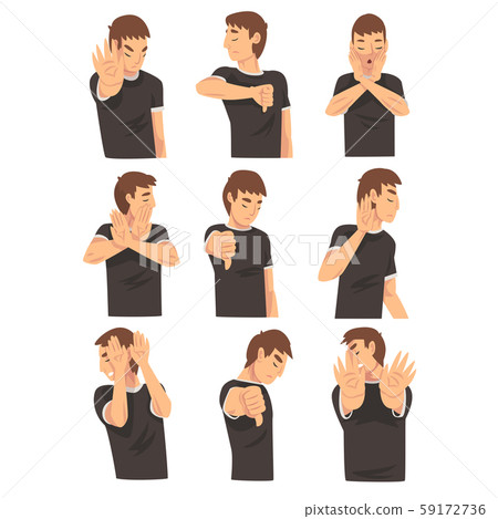 Negative gesture by man character cartoon vector illustration 59172736