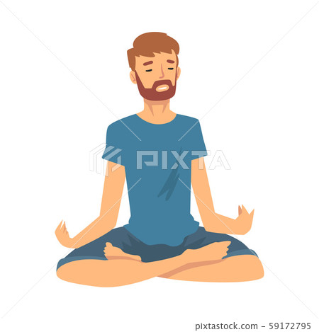 Man safe the balance with meditation, relaxation cartoon vector illustration 59172795