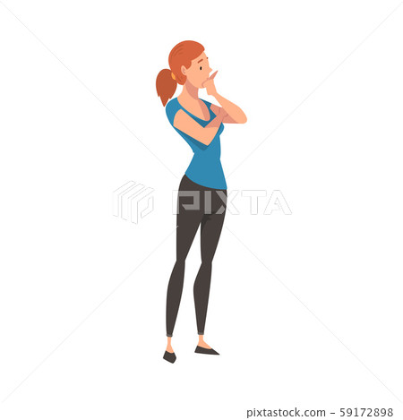Woman thinks about something cartoon vector illustration 59172898