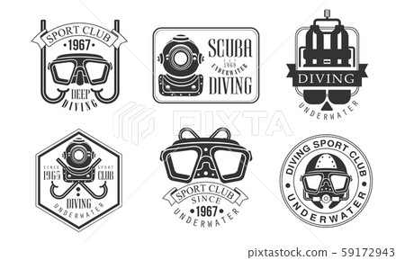 Set of vintage diving logos cartoon vector illustration Set of vintage diving logos cartoon vector illustration 59172943