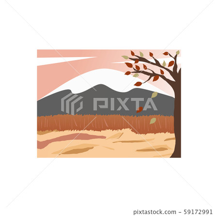 Autumn Mountain top with snow leaves falling tree brown land 59172991