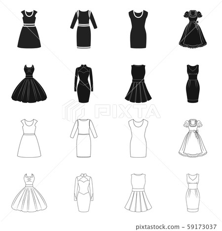 Vector illustration of dress and clothes symbol. Collection of dress and evening stock vector 59173037