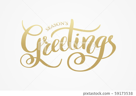 Season's Greetings brush calligraphy vector... - Stock Illustration ...