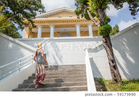 woman walking at a stairs 59173690