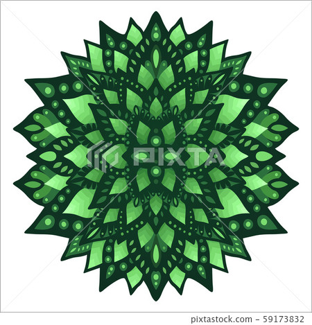 Isolated green floral pattern with stylized leaves 59173832