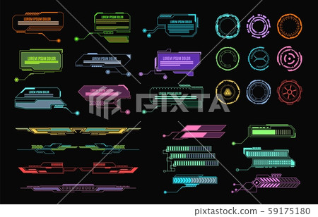 Hud elements. Futuristic callout bar, modern digital info boxes layout. Call bars gadget game app 59175180