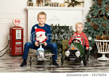 Cute two little brothers are playing with toy Cute two little brothers are playing with toy 59176058