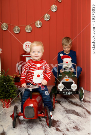 Cute two little brothers are playing with toy Cute two little brothers are playing with toy 59176059