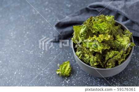 Kale Chips ready-to-eat, copy space left Kale Chips ready-to-eat, copy space left 59176361