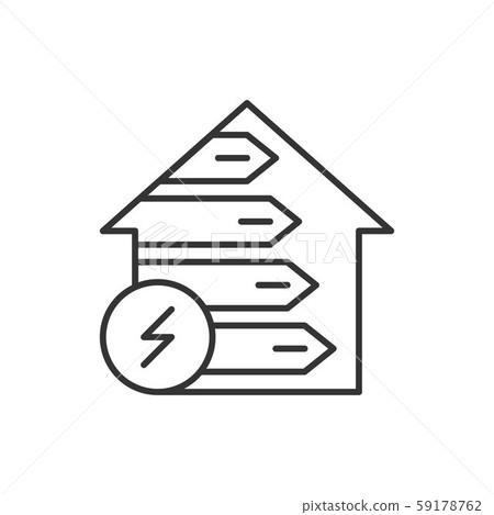 Home energy efficiency line black icon. Smart eco Home energy efficiency line black icon. Smart eco 59178762