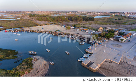 Aerial. Bay near the Vasco da Gama Lisbon Bridge, Samuoco. 59179633