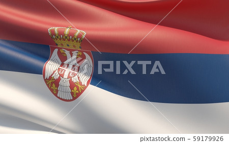 High resolution close-up flag of Serbia. 3D illustration. High resolution close-up flag of Serbia. 3D illustration. 59179926