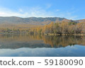 Yachiho Lake with a larch forest 59180090