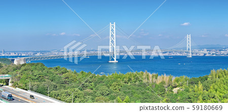 [明石海峽大橋]（高分辨率版本）位置：兵庫縣淡路市Awaji SA（上）Iwaya 59180669