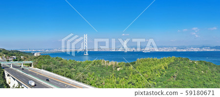 [Akashi Kaikyo Bridge] (High resolution version) Location: Awaji SA (Up) Iwaya, Awaji City, Hyogo Prefecture 59180671