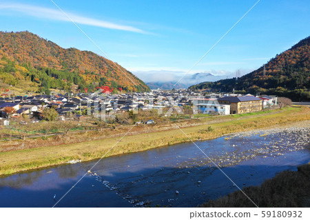 Aerial view of Asago cityscape 59180932
